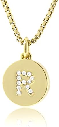 Initial Necklace, R Necklace, Cubic Zircon Pave Gold Tone Necklace with 14''-24'' Adjustable Box Chain, Bridesmaid Jewelry Gift