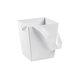 WHITE CARDBOARD BUCKET WITH RIBBON HANDLE (6 PIECES)