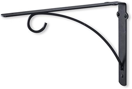 ArtifactDesign Rustic Industrial Multi-Functional Iron Wall Bracket with Angled Up-Curled Hook Hanging Plant Pot Holder Frosty Black