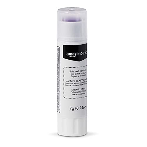 Amazon Basics Purple Washable School Glue Sticks, Dries Clear, 0.24oz