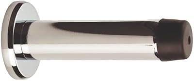 Carlisle Brass Wall Cylinder Door Stop with Rose - Polished Chrome
