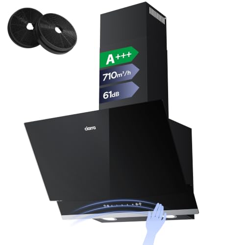 CIARRA CBCB6736A A+++ Dunstabzugshaube 60 cm Umluft Abluft 650 m³/h mit Gestensteuerung SensorTouch Bedienung CBCF003 Aktivkohlefilter Schwarz