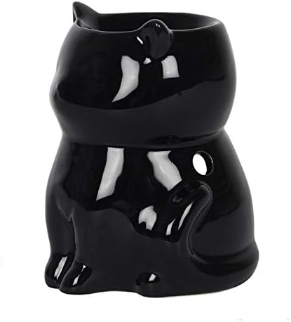 Small Black Ceramic Cat Shaped Oil Burner 9x12x8.5cm - Image 4