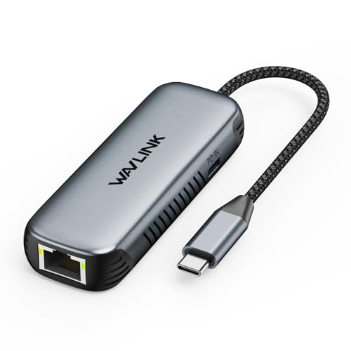 WAVLINK USB C to Ethernet Adapter with 95W PD, Gigabit 5Gbps Ethernet to USB C RJ45 Adapter Compatible with Laptop, Win 10/11, Mac OS 11 or later, Linux.