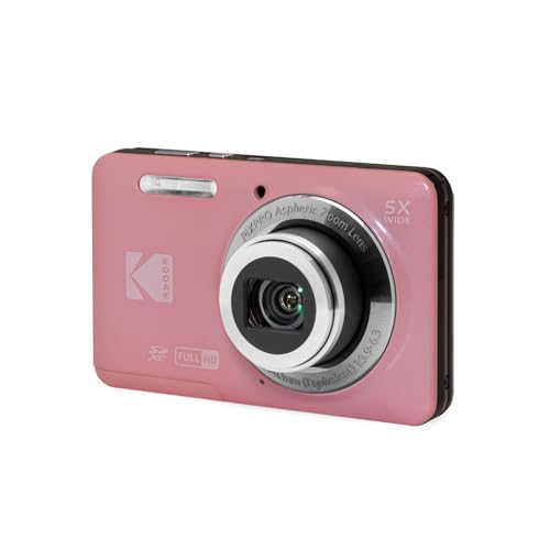 Kodak PixPro Friendly Zoom FZ55 16MP 1080p Full HD Digital Camera with 5X Optical Zoom Vlogging Camera (Pastel Pink)