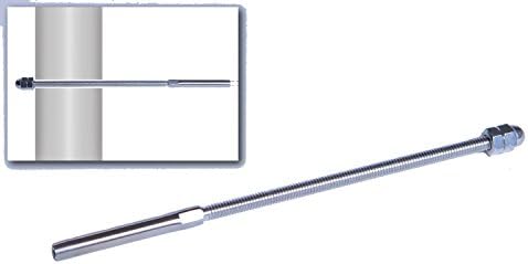 VistaView CableTecStainless Steel DIY Hand-Crimp Extra Long Tension Ends for 3/16" Cable Railing (10” Long, for 6x6 or 8x8 Deck Wood Posts) - Lot of 1