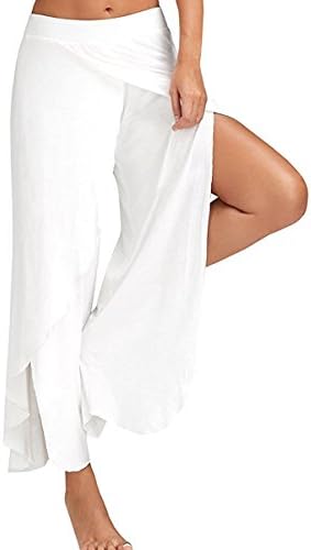 Laucote Layered High Slit Cropped Flared Plus Size Wide Leg Pants for Women XXL