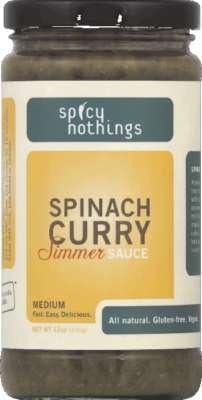Spicy Nothings Spinach and Cream Curry Simmer Sauce, 12 Ounce -- 6 per case.