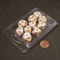 Chessex Dice Sets: Marble Ivory with Black - Ten Sided Die d10 Set (10)