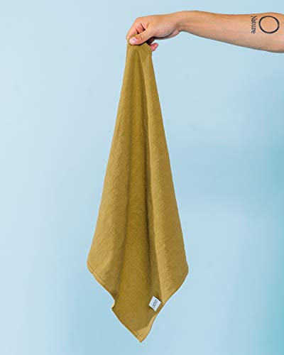 Caldo Linen Dinner Napkins - Soft and Durable Cloth - 4 Pack - 20x20 inch (Mustard) - Thumbnail 2