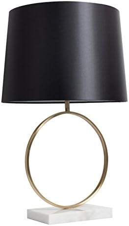 Luxeria L2 LUX1347 Modern White Marble &amp; Antique Gold Carrara Table Lamp, Black