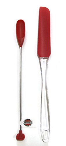 Norpro 2-Piece Silicone Spatula Set - Last Drop Spatula With Jar/Icing Spatula (Red)