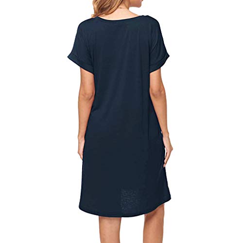 TOTOD Dress, Womens Summer Casual Solid Loose Dresses -Ladies Evening Long Maxi Dress Multi-Code（4023-Navy，XXL） - Thumbnail 3