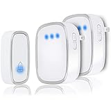 AUTENS Wireless Doorbell, Waterproof Door Bell Chime Kit Battery Operated 36 Melodies 4 Level Volume 1000 Ft Long Range LED Indicator for Home Classroom Office (2 Receiver,1 Transmiter)