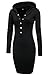FINEJO Womens Long Sleeve Henley Neck Basic Hoodie Dress With Buttons