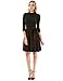 PattyBoutik Women Mock Neck Fit-and-Flare Knit Sweater Dress (Black Small)