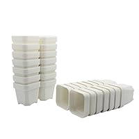 BangQiao 28 Pack 2.55 Inch Plastic Square Nursery and Seedling Pots, White Tiny Starter Plant Flower Pots