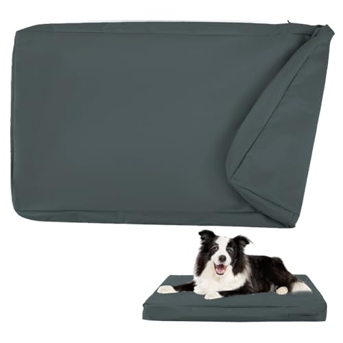 DUJUIKE - Waterproof Dog Bed Cover, Cage Replacement Cover, Pad Replacement Cover, Washable, Removable, with Zipper, Mattress Protector (Dark Grey, L(102x69x10cm))