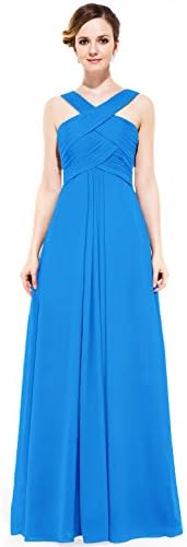 Loffy Women's Long Prom Evening Dress Gown Bridesmaid For Wedding Ocean Blue Size 4