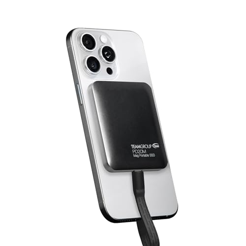 TEAMGROUP PD20M 1TB Magnetic External SSD Read up to 2000MB/s USB 3.2 Gen 2x2 Type-C 4K ProRes HDR Record iPhone 15&16 Pro Max,iPad TPSEG2001T0C108