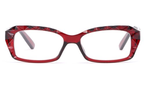 IG Unisex Diamond Design High Quality Durable Clear Lens Fashion Glasses in Red