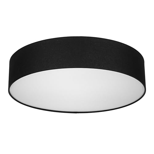 REV Deckenleuchte - Deckenlampe rund 50cm mit Stoff-Lampenschirm im Vintage-Look – ideal für Schlafzimmer & Wohnzimmer, schwarz