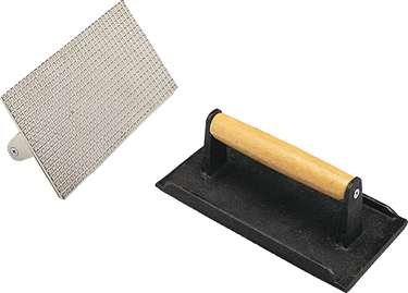 8" Cast Iron Steak Weight - Grill Press with Wooden Handle - Image 3