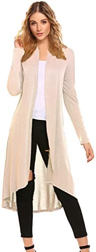 Women's Casual Long Open Front Drape Lightweight Duster High Low Hem Maxi Long Sleeve Cardigan(S-3XL)