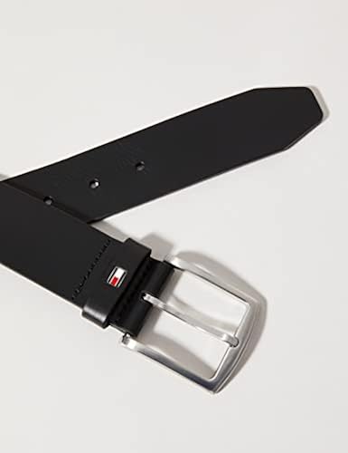 Tommy Hilfiger Men's New Denton Belt Logo Belt, Black, Large in