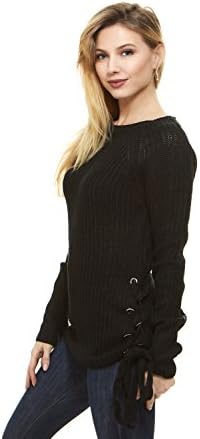 No Comment Womens Pullover Sweater With Lace Up Side