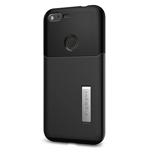 Spigen Slim Armor Google Pixel XL Case with Kickstand and SF Coated Non Slip Matte Surface and Air Cushion Technology Protection for Google Pixel XL 2016 - Black