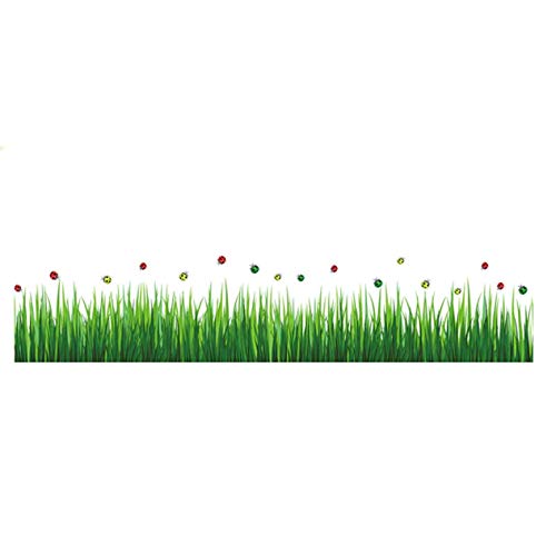 1 Pack DIY Baseboard Green Grass Ladybug Butterfly Skirting Line Nursery Kindergarten Wall Sticker Lotus Flower Jungle World Map Decals Kids Cars Decal Credible Matchless Popular Art Decor, Type-01