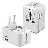 SAUNORCH 2-Pack Travel Adapter Worldwide, European