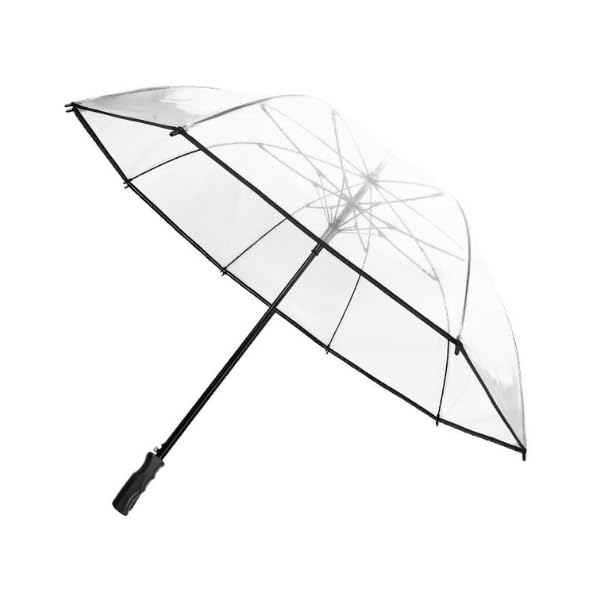 SMATI Large Transparent Golf Umbrella, Diameter 124cm, Automatic opening, Men/Women Umbrella, For 2 people, Black Border Colour