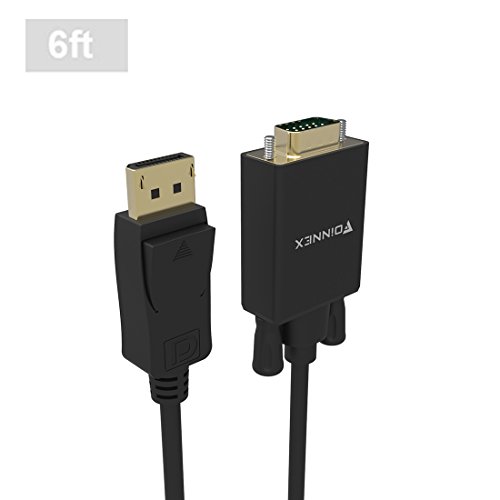 DP to VGA Cable(6Ft/1.8m, Gold Plated), FOINNEX DisplayPort to VGA Male to Male Adapter Cord, Supports Audio and Video Transmission @1080P 60Hz, for Lenovo, Dell, HP(DP Enabled Desktops/Laptops)