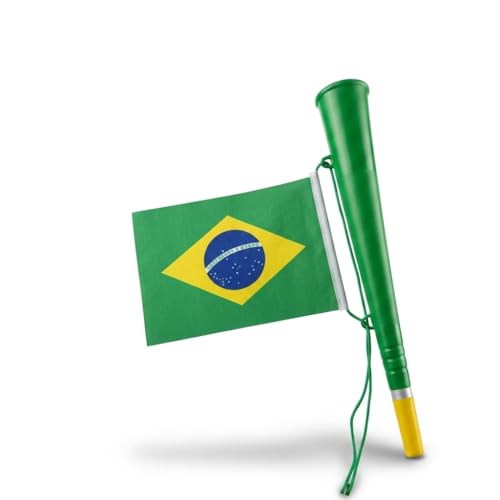 Kit Torcida Brasil Copa do Mundo 2026, 4 Peças, Bandeira 50x70cm, Chapeu Cartola do torcedor, Corneta com Mini-Bandeira, Varal de bandeiras