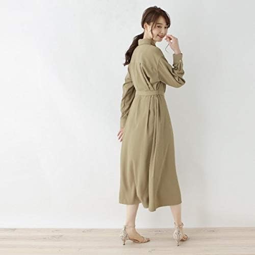 オペークドットクリップ Opaque Clip 洗える ドレープロングシャツワンピース カーキ 027 38 M ワンピース チュニック 通販 Amazon