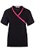 MedPro Women's Contrast Trimmed Solid Medical Scrub Set Mock Wrap Top and Cargo Pants Black & Pink L