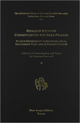 Commentary On The Daily Prayers The Kabbalistic Library Of Giovanni Pico Della Mirandola 3 Menahem Recanati 9788884193827 Amazon Com Books