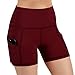 ODODOS High Waist Out Pocket Yoga Short Tummy Control Workout Running Athletic Non See-Through Yoga Shorts,Wine,Mediumthumb 1