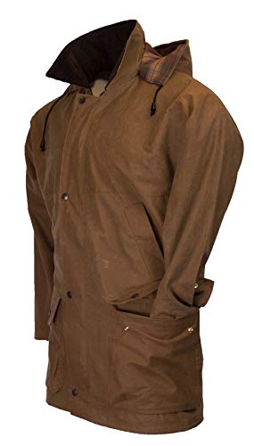 Walker & Hawkes - Mens Unpadded Wax Jacket Countrywear Hunting Waxed Coat - Beige - Large - Thumbnail 2