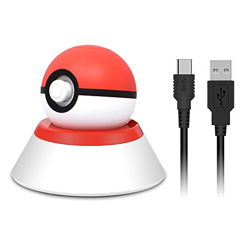USB Charger Cable with Stand for Nintendo Switch Poke Ball Plus Controller, Fast Charging Cord and Station Holder Accessories Kit for Nintendo Pokémon Lets Go Pikachu Eevee Game Controller - 2.8FT