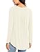 Lookbook Store Women's Beige Long Sleeve Henley V Neck Ruched Shirt Button Tunic Tops Blouse M(US 8-10)