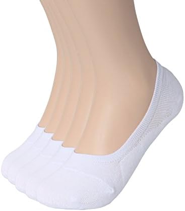 ReachMe Womens Casual No-Show Hidden Flat Boat Line Low Cut Crew Socks(1 White A 5 Packs Shoe Size 8-11)