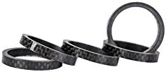 Queen Bike 1-1/8" Bicycle Headset Spacer Black 5 Piece Glossy Carbon Fiber Washer