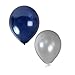 Treasures Gifted Silver & Navy Blue Balloons - Latex Balloons Silver & Navy - Navy & Silver Balloons - Metallic Silver & Navy Latex Balloons 12 Inch - Navy & Silver Birthday Balloons
