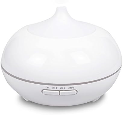 C-caravan 300ml Aroma Essential Oil Diffuser, Ultrasonic Cool Mist, Whisper-Quiet Humidifier with Color Modulating Lights Optional &amp; 4 Timer Settings, Waterless Auto Shut-Off