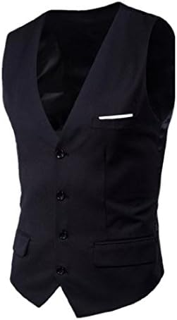 LoveSky Men's Plus Size Single Breasted V Neck Sleeveless Vests Tops Black L