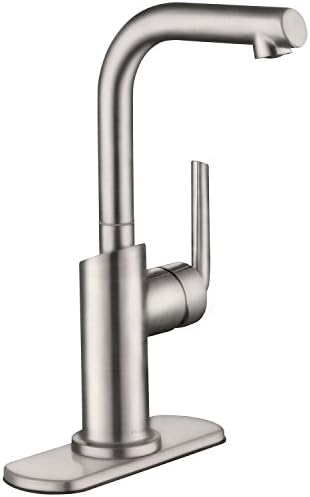 Feidar Bar/Prep Sink Faucet, Single Lever Handle 1 or 3-Hole Faucet with High-arc Spout, Solid All Metal Construction, 100% Lead-free, 360° Rotation Spout, Stainless Steel
