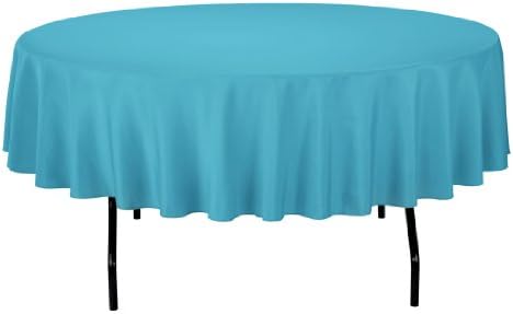 LinenTablecloth Round Cotton-Feel Tablecloth, 90-Inch, Turquoise